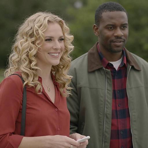 Smiling Blonde and Man Outdoors