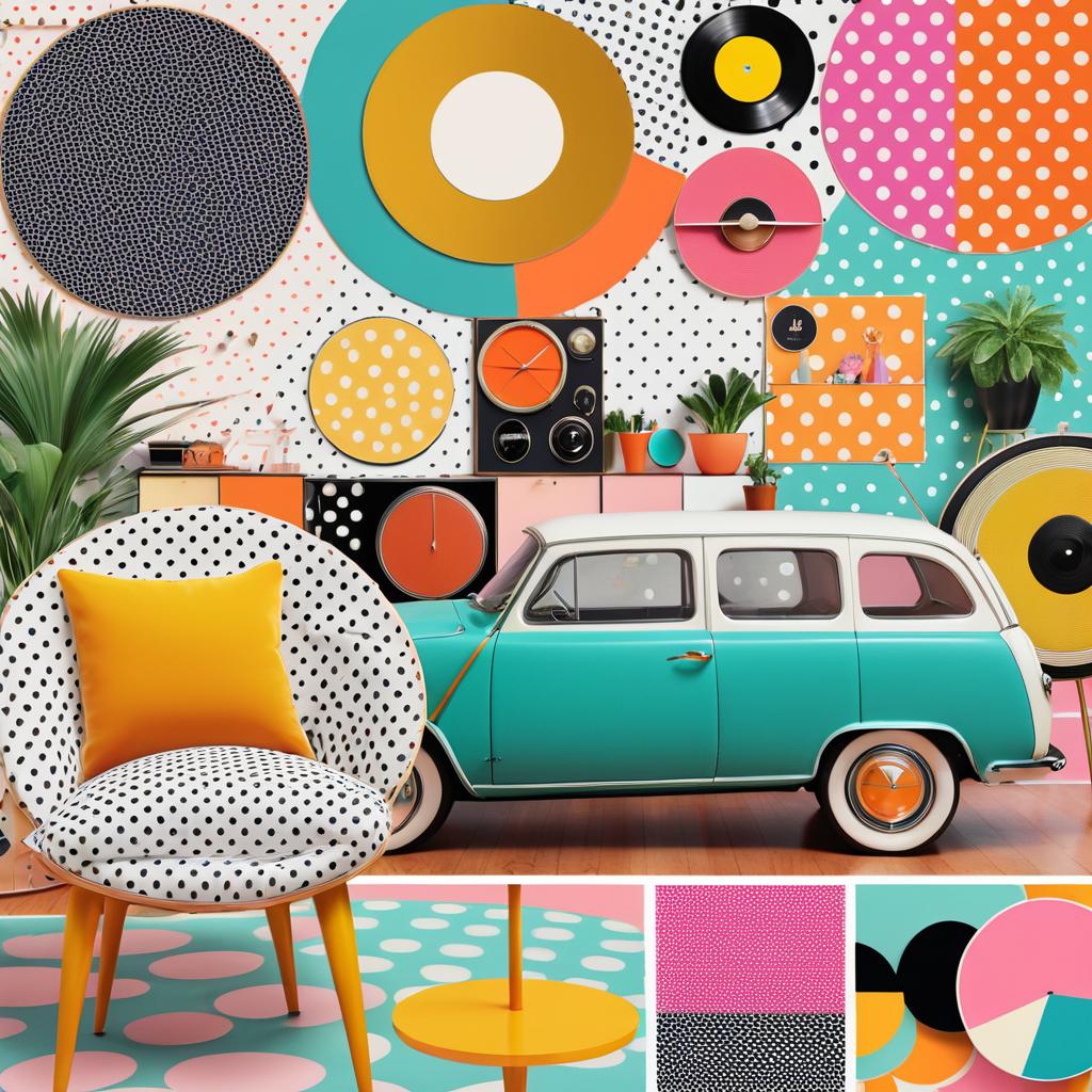 Vibrant Vintage Retro Moodboard Collage