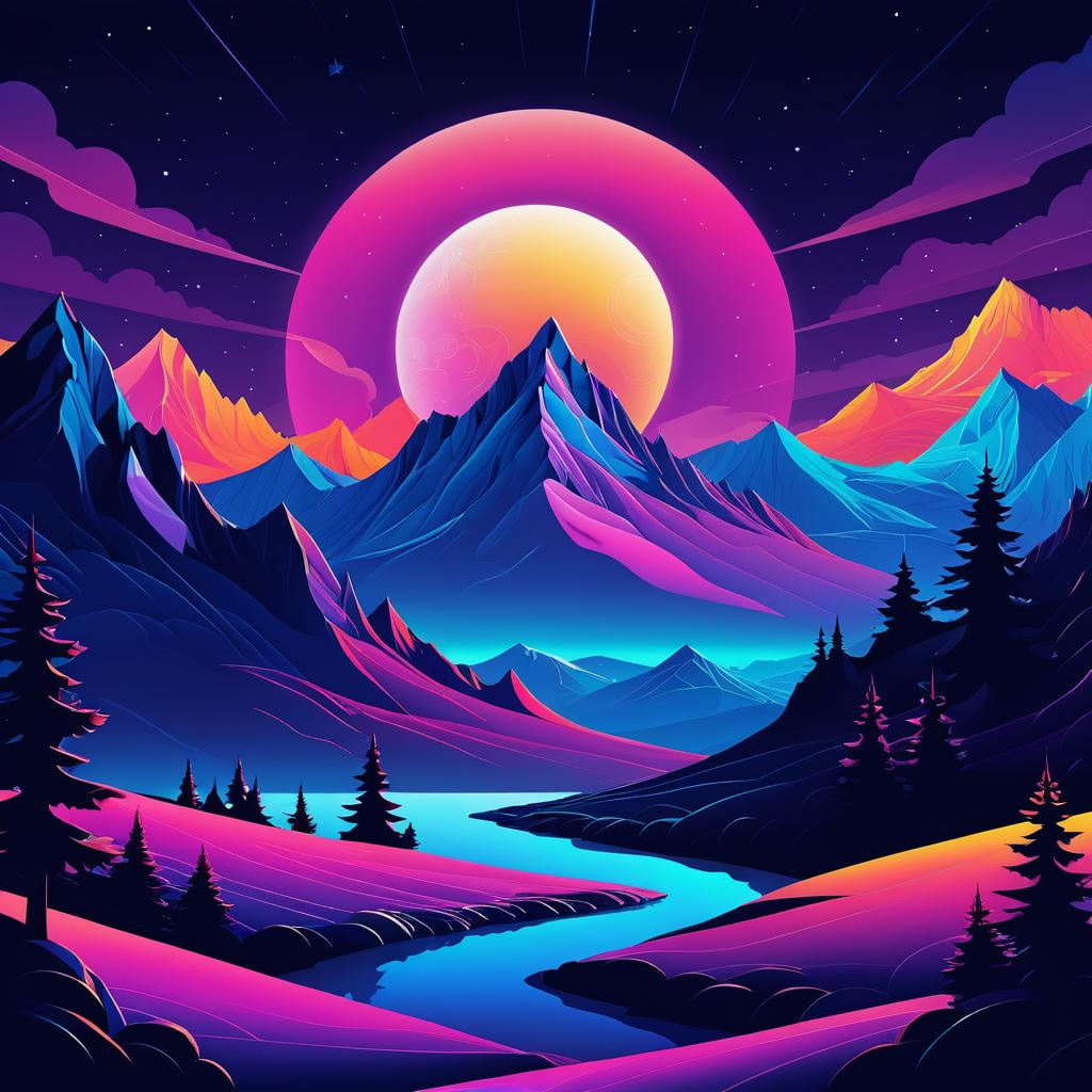 Surreal Dreamlike Mountain Landscape Art