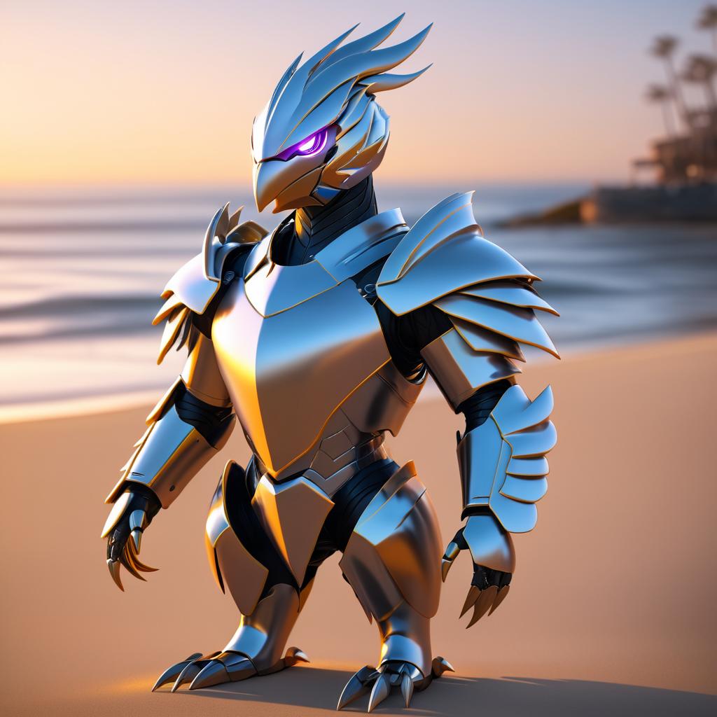 Cinematic Anthropomorphic Bird at Sunset