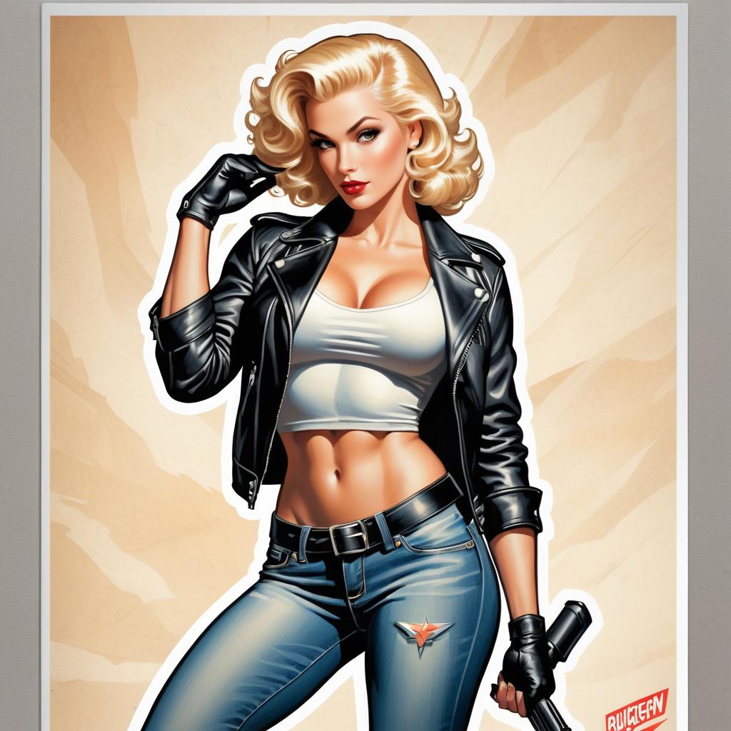 Muscular Pinup Fitness Model Artwork