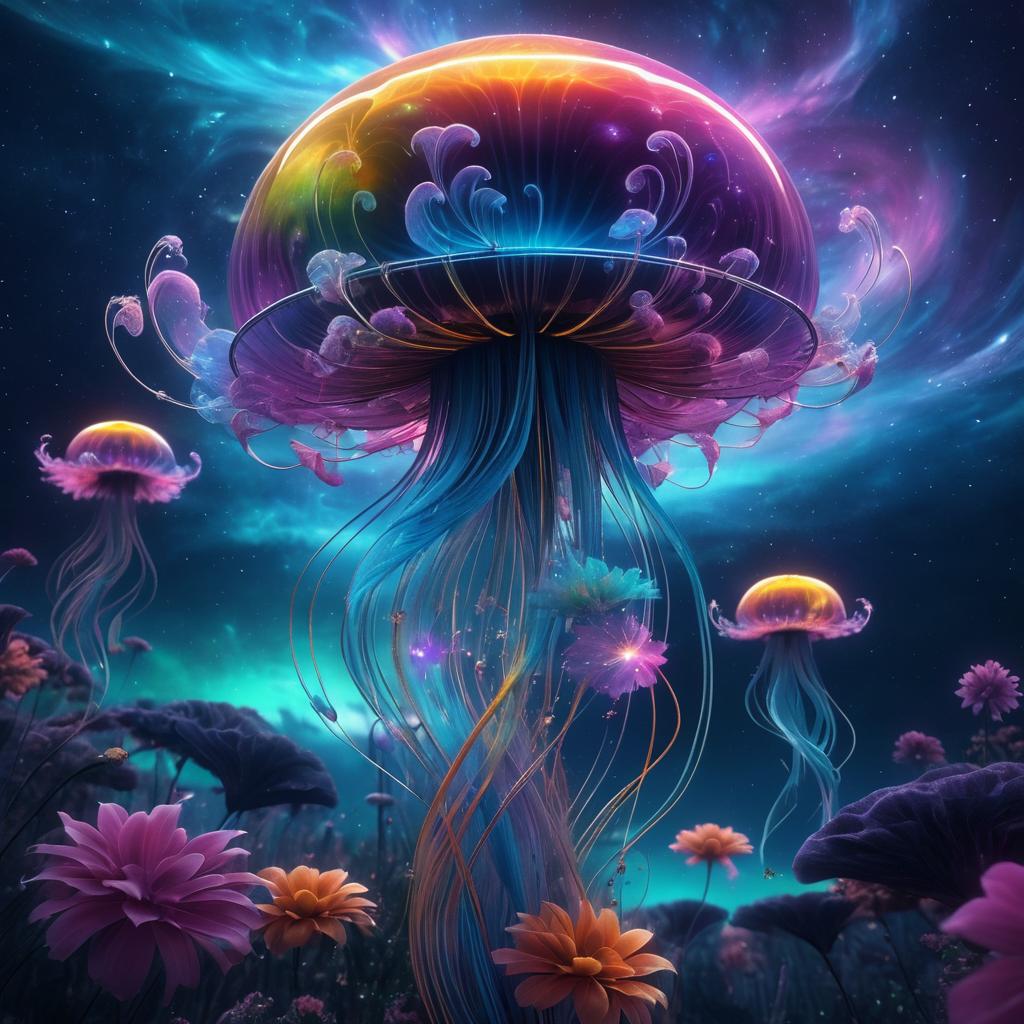 Epic Cosmic Jellyfish in Nebula Colors