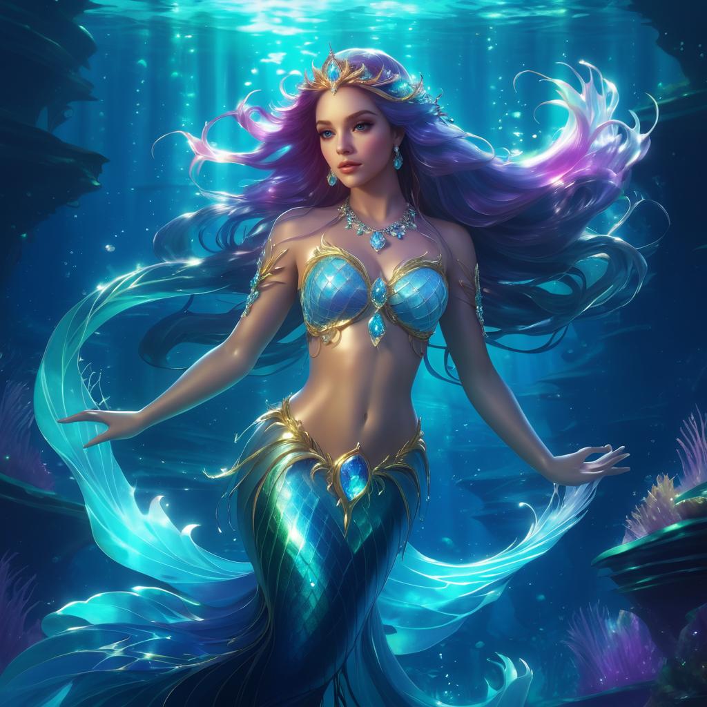 Mystical Mermaid in Underwater Kingdom