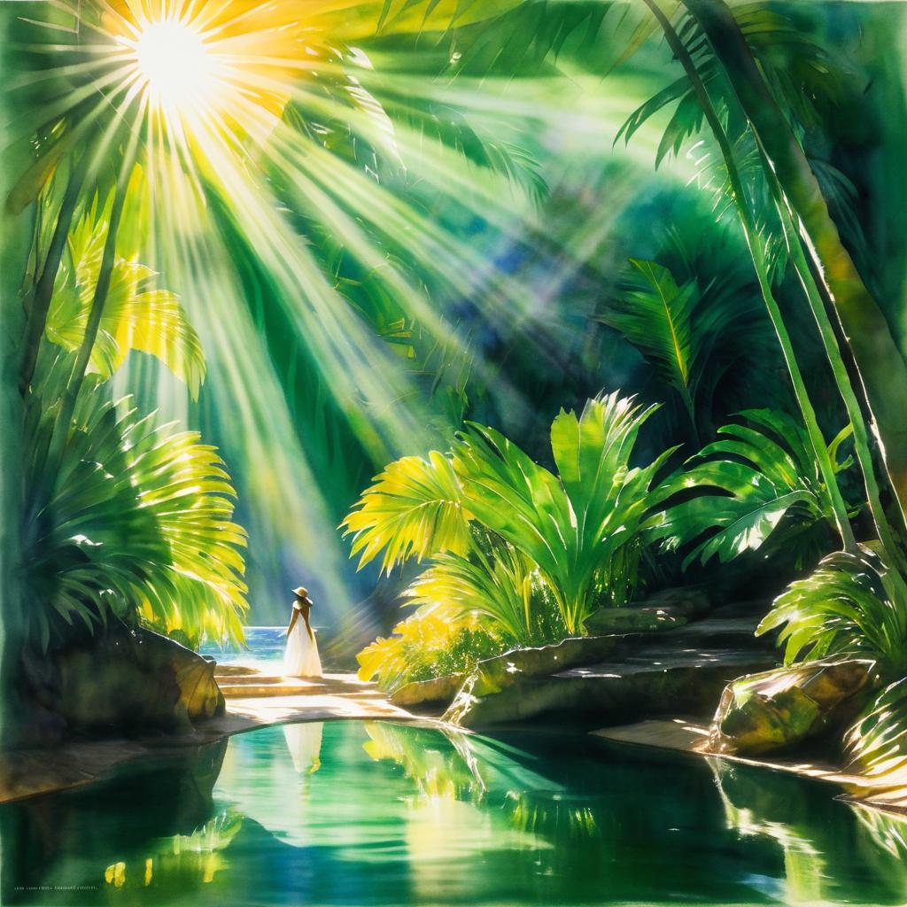 Impressionist Woman in Tropical Cove