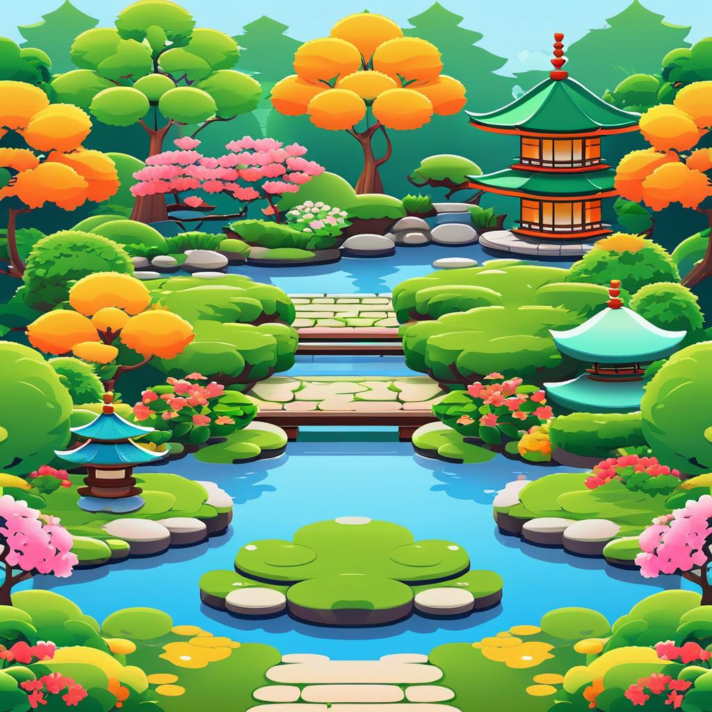 Serene Japanese Garden Sprite Sheet Design