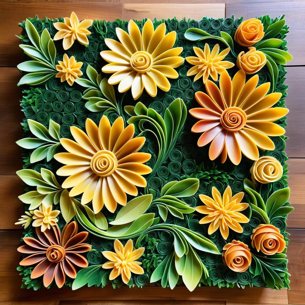 Creative Pasta Floral Mosaic Artwork