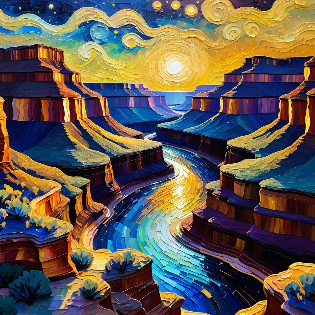 Vibrant Grand Canyon Sunset in Van Gogh Style