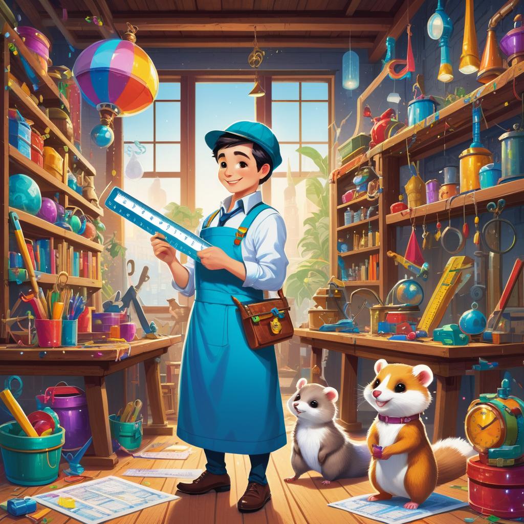 Whimsical Engineer in a Colorful Workshop