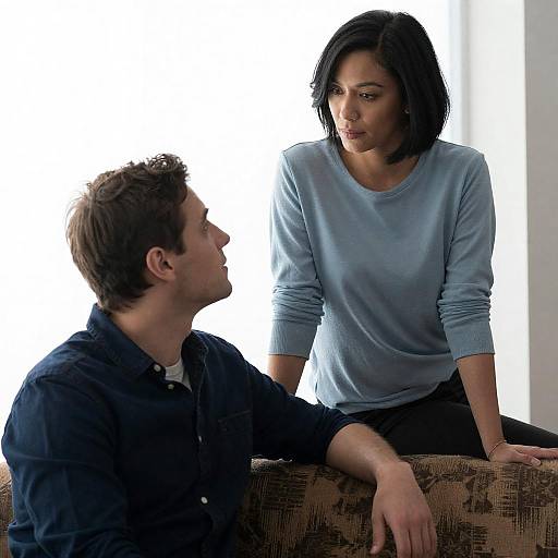 Backlit Couple on Patterned Couch