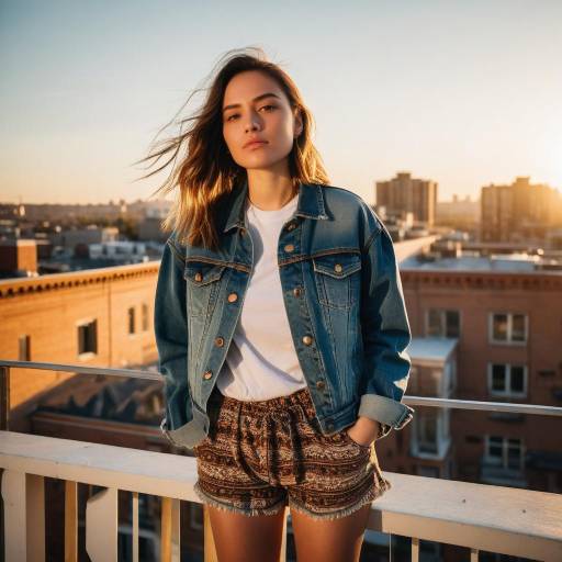 Young Woman on Urban Balcony at Sunset