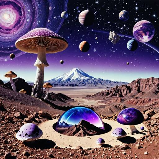 Surreal Psychedelic Collage of Cosmic Landscapes