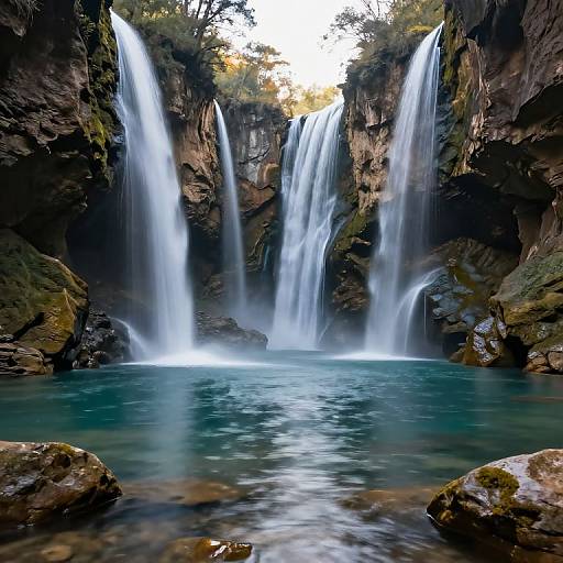 Ethereal Waterfalls in Serene Canyon