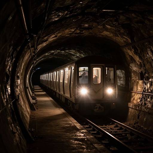 Subway Train Emerging from Tunnel