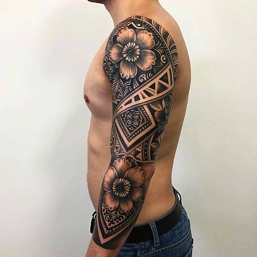 Intricate Black & Gray Sleeve Tattoo