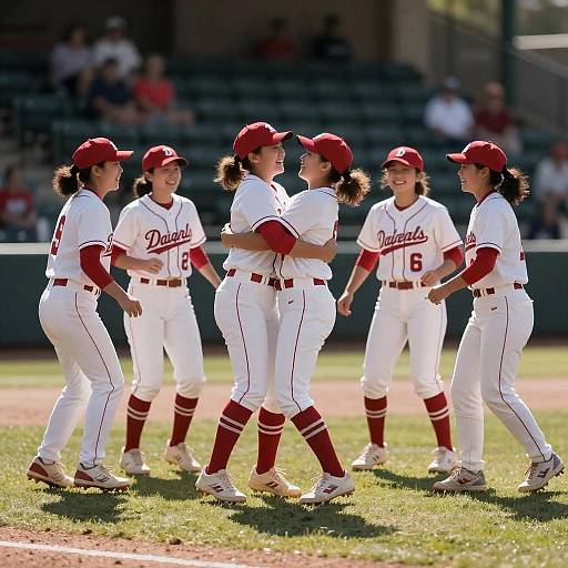 Joyful Women in Baseball Dancing Outdoors