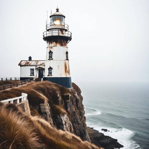 Vintage Sci-Fi Lighthouse on a Cliff