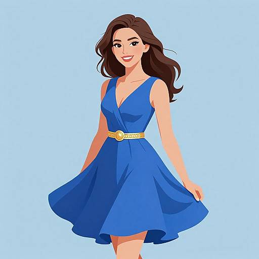 Smiling Woman in Royal Blue Dress