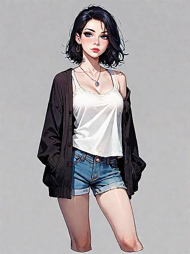 Casual Bohemian Woman in Denim Outfit