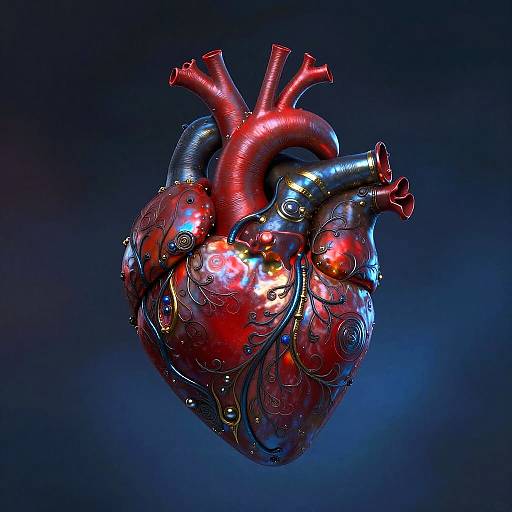 Surreal Metallic Heart Fantasy Art