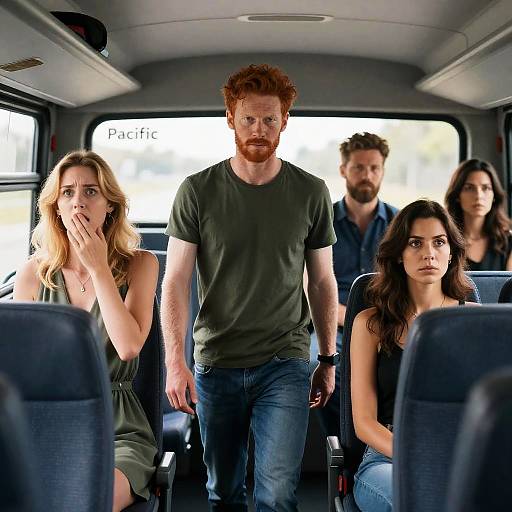 Dynamic Bus Interior Scene with Passengers