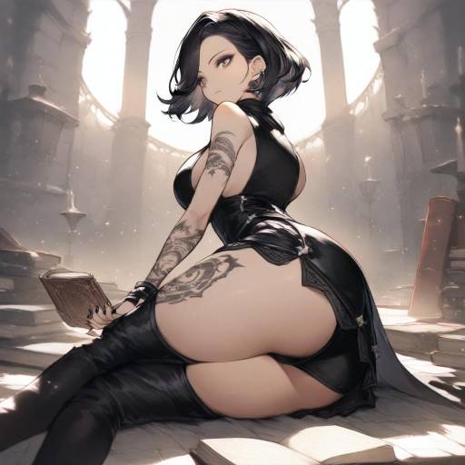 Gothic Fantasy Girl in Black Dress