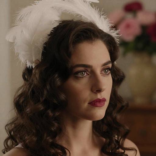 Elegant Woman with Feathered Headpiece