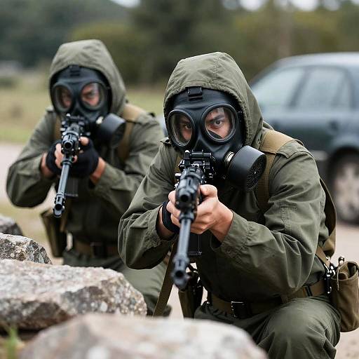 Intense Soldiers in Camo Gear