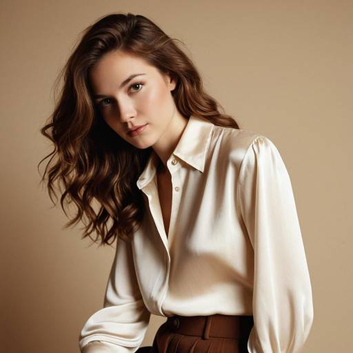 Portrait of Woman in Cream Silk Blouse