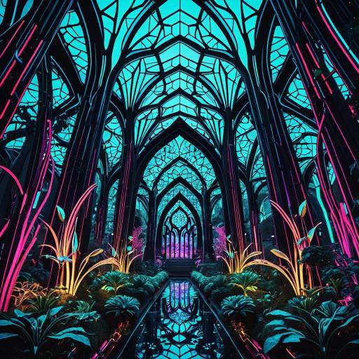 Futuristic Neon Garden Architecture