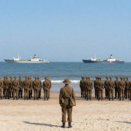 Soldiers on the Beach: A Historic Scene