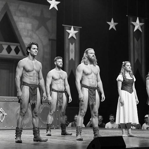 Medieval Stage Show in Black and White