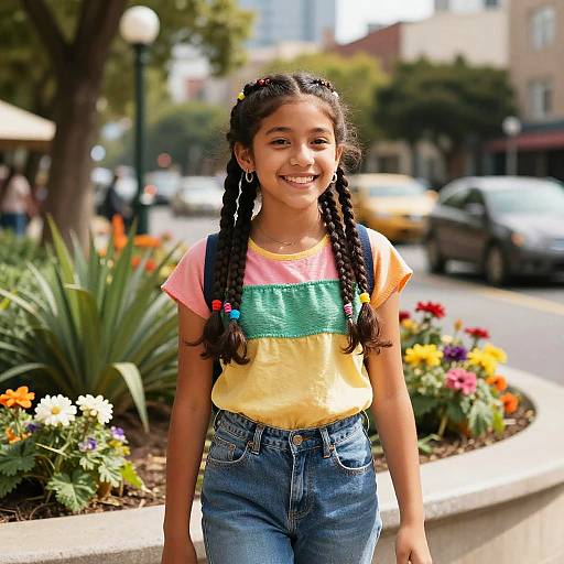 Joyful Latina Girl in Sunlit Park