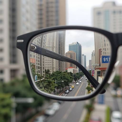 Cityscape Reflected in Glasses