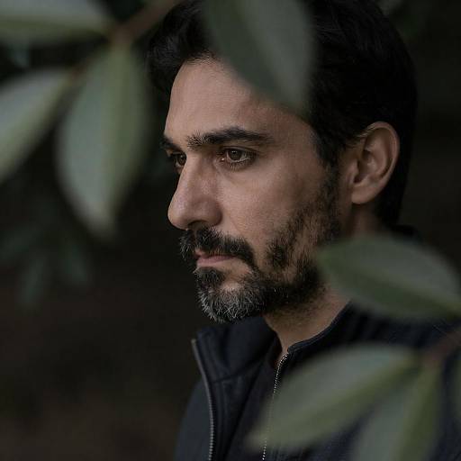 Mysterious Man in Foliage Background