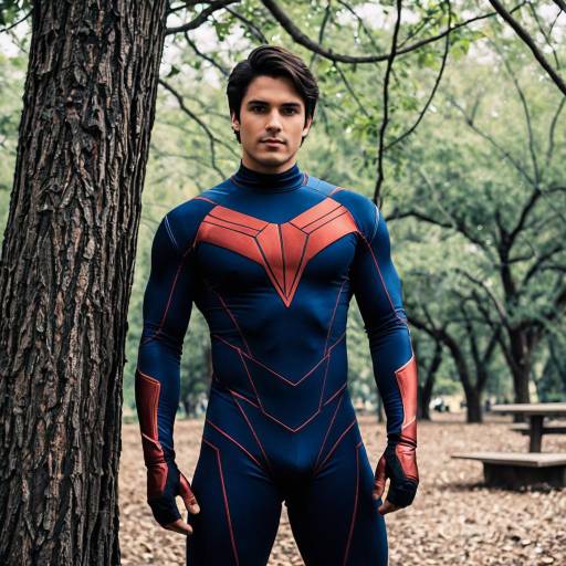 Man in Muscle-Fit Superhero Bodysuit Outdoors