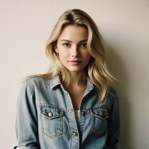 Young Blonde Woman in Denim Jacket