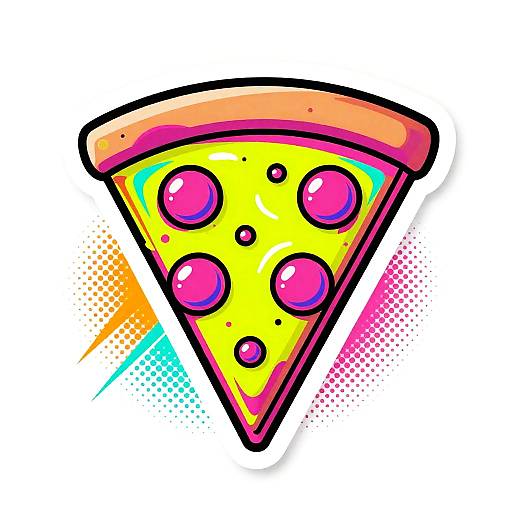 Neon Pop Art Pizza Sticker Retro Halftone