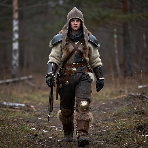 Steampunk Inuit Heroine in Brown Kagoul