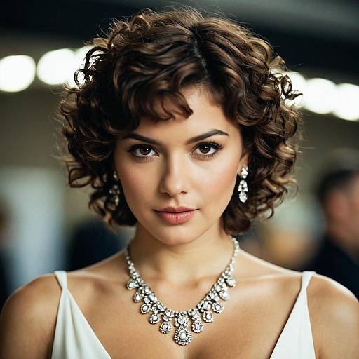 Elegant Short Perm with Jewelry Focus