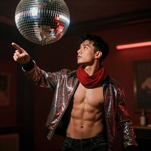 Disco Glam Portrait of Muscular Man