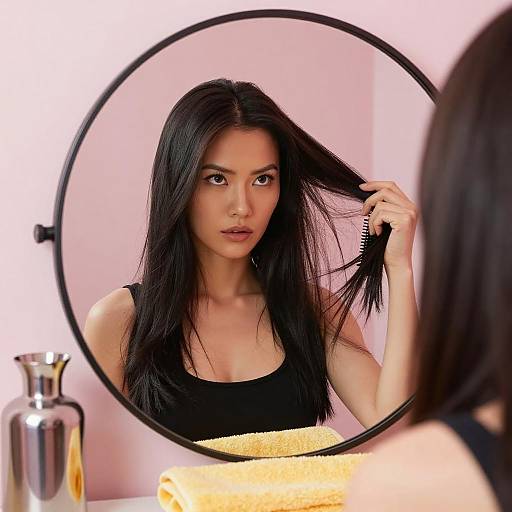 Reflective Elegance: Asian Beauty in Focus