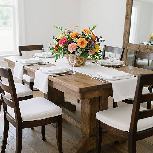 Elegant Rustic Wooden Dining Setup