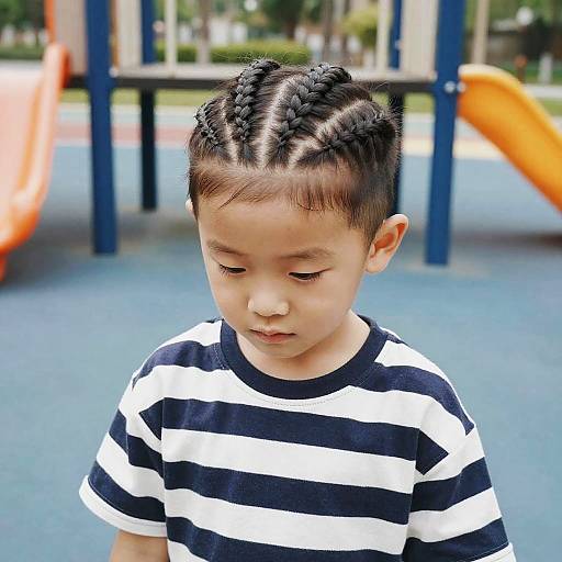 Young Boy with Half Braids