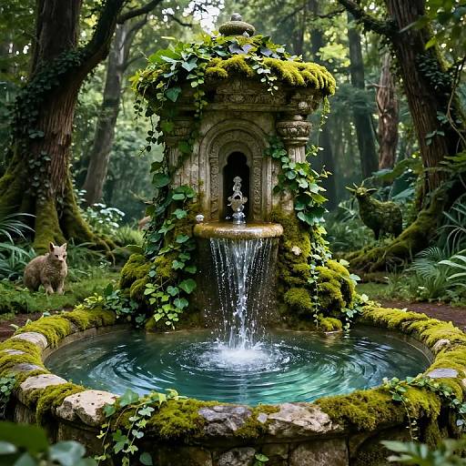 Enchanted Forest Fountain Fantasy