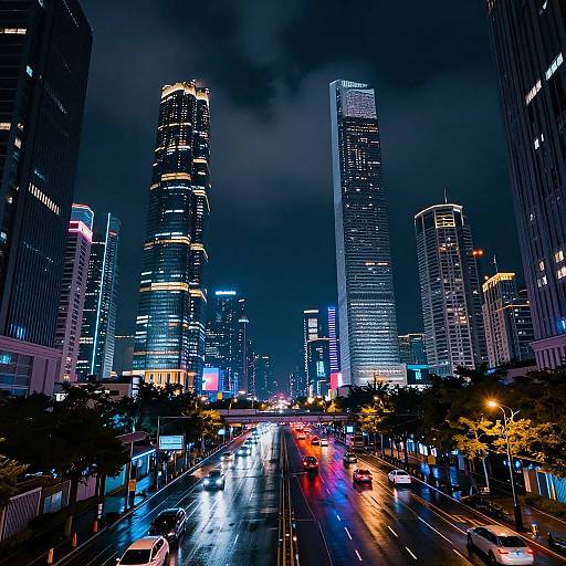 Cyberpunk Nighttime Futuristic Cityscape