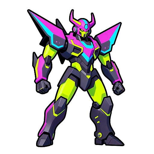 Futuristic Mech-Demon Geometric Sticker
