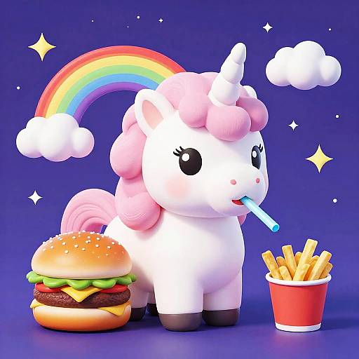 Plump Carousel Unicorn with Cotton-Candy Mane