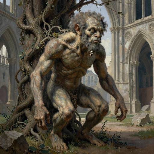 Impressionist Oak Golem in Ruined Cathedral