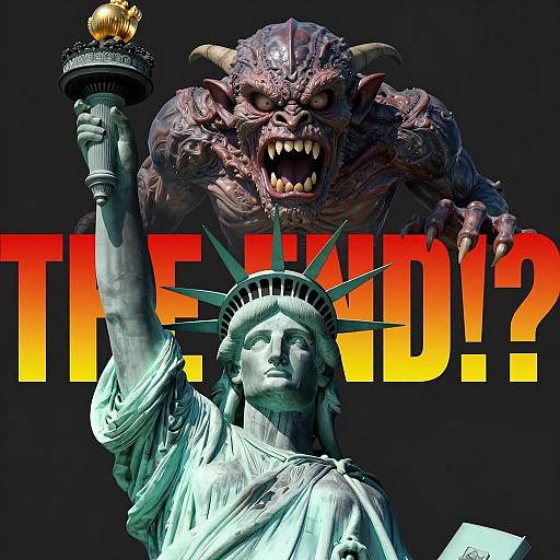 Monster atop the Statue of Liberty