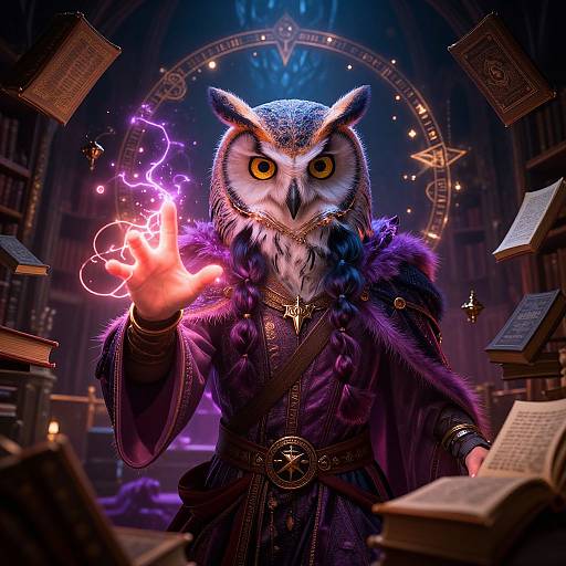 Owlin Wizard Casting Magic Spells